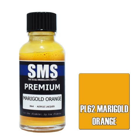 SMS PL62 Premium Acrylic Lacquer Mairgold Orange 30ml Scale Modellers Supply PAINT, BRUSHES & SUPPLIES