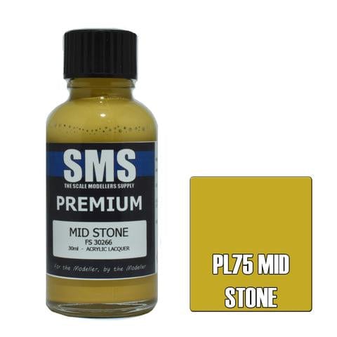 SMS PL75 Premium Acrylic Lacquer Mid Stone 30ml Scale Modellers Supply PAINT, BRUSHES & SUPPLIES