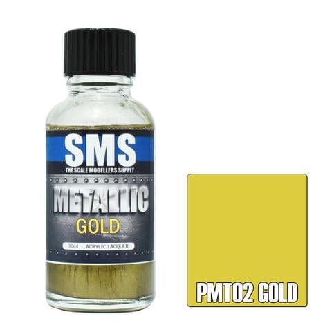 SMS PMT02 Premium Acrylic Lacquer Metallic Gold 30ml Scale Modellers Supply PAINT, BRUSHES & SUPPLIES