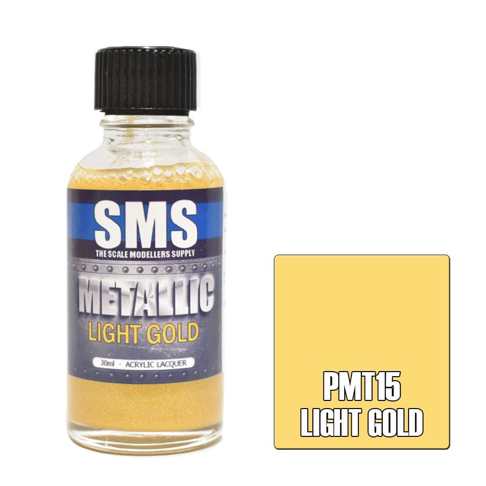 SMS PMT15 Premium Acrylic Lacquer Metallic Light Gold 30ml Scale Modellers Supply PAINT, BRUSHES & SUPPLIES