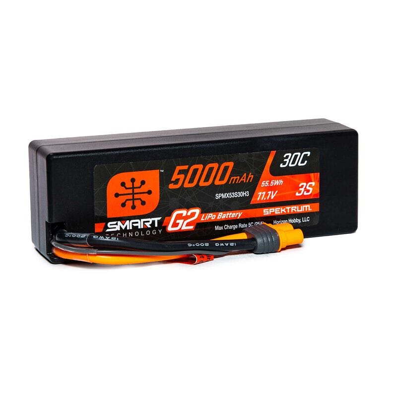 Spektrum 5000mah 3S 11.1V 30C Smart G2 Hard Case Lipo Battery with IC3 Connector - Hobbytech Toys