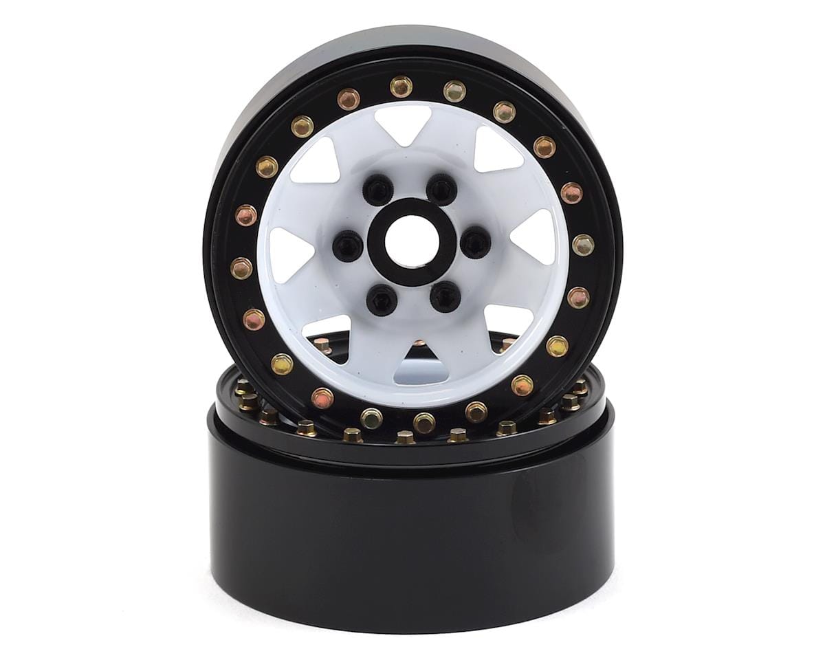 SSD RC 1.9” Steel 8 Spoke Beadlock Wheels (White) (2) - Hobbytech Toys