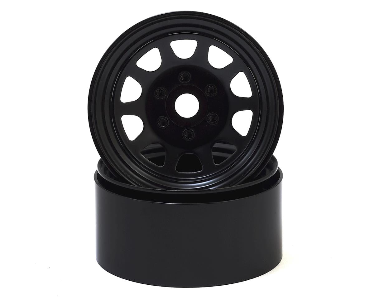SSD RC Stock 1.9” Steel Beadlock Wheels (Black) - Hobbytech Toys