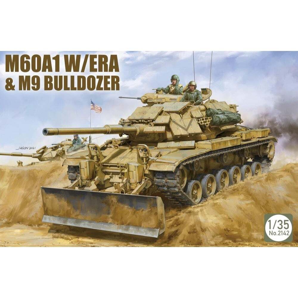 Takom 2142 1/35 M60A1 w/ERA&M9 Bulldozer Plastic Model Kit - Hobbytech Toys