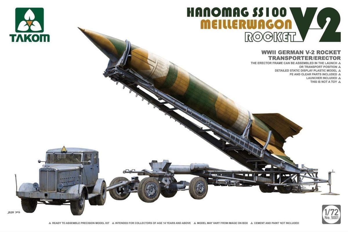 Takom 5001 1/72 WWII German V-2 Rocket Transporter/Erector Meillerwagen and Hanomag SS100 Takom PLASTIC MODELS