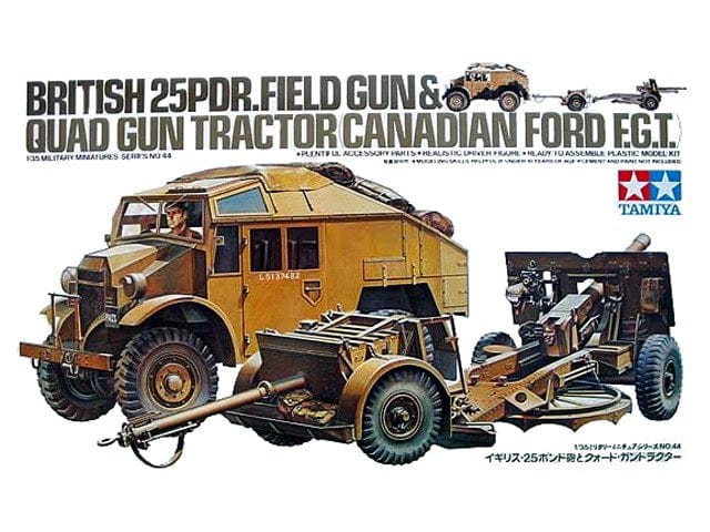 Tamiya 1/35 British 25Pdr Field Gun And Quad Gun Tractor Canadian Ford Fgt Tamiya PLASTIC MODELS