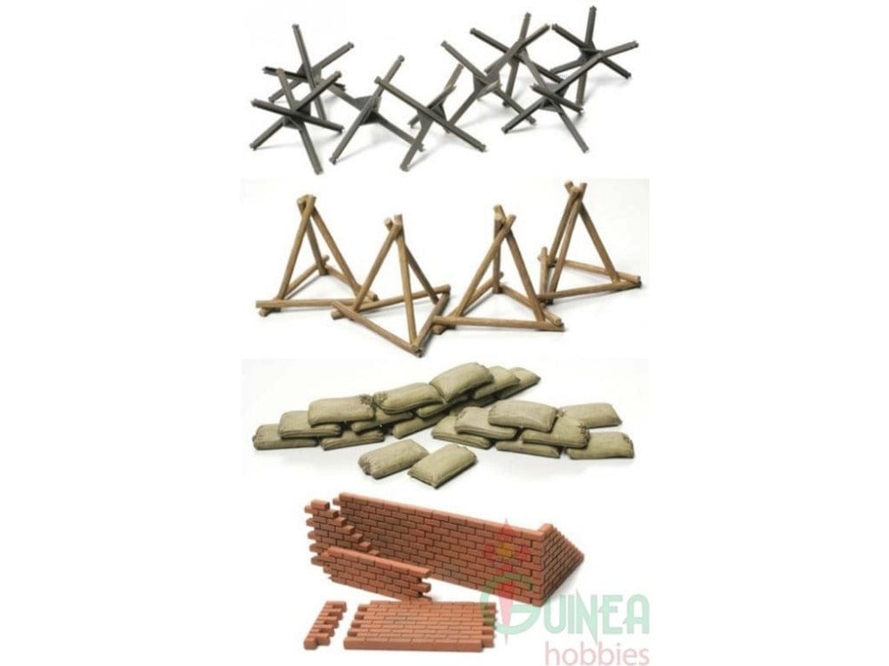 Tamiya 1/48 Brick Wall, Sandbag And Barricade Set Tamiya PLASTIC MODELS