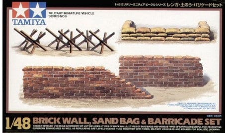 Tamiya 1/48 Brick Wall, Sandbag And Barricade Set Tamiya PLASTIC MODELS