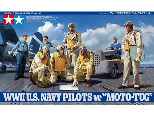 Tamiya 1/48 Wwii Us Navy Pilots With Moto Tug Tamiya PLASTIC MODELS