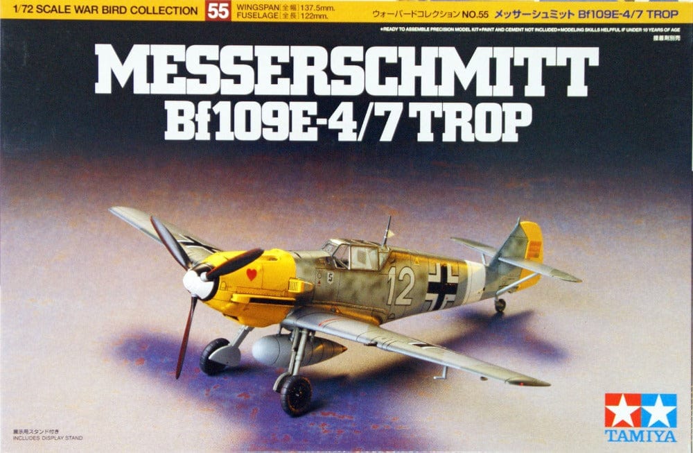 Tamiya 1/72 Messerschmitt Bf109E-4/ 7 Trop Tamiya PLASTIC MODELS