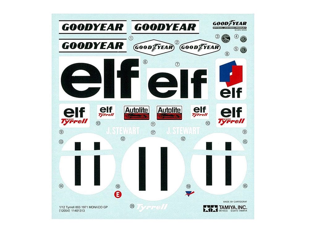 Tamiya 12054 1/12 Tyrell 003 1971 Monaco Plastic Model Kit - Hobbytech Toys