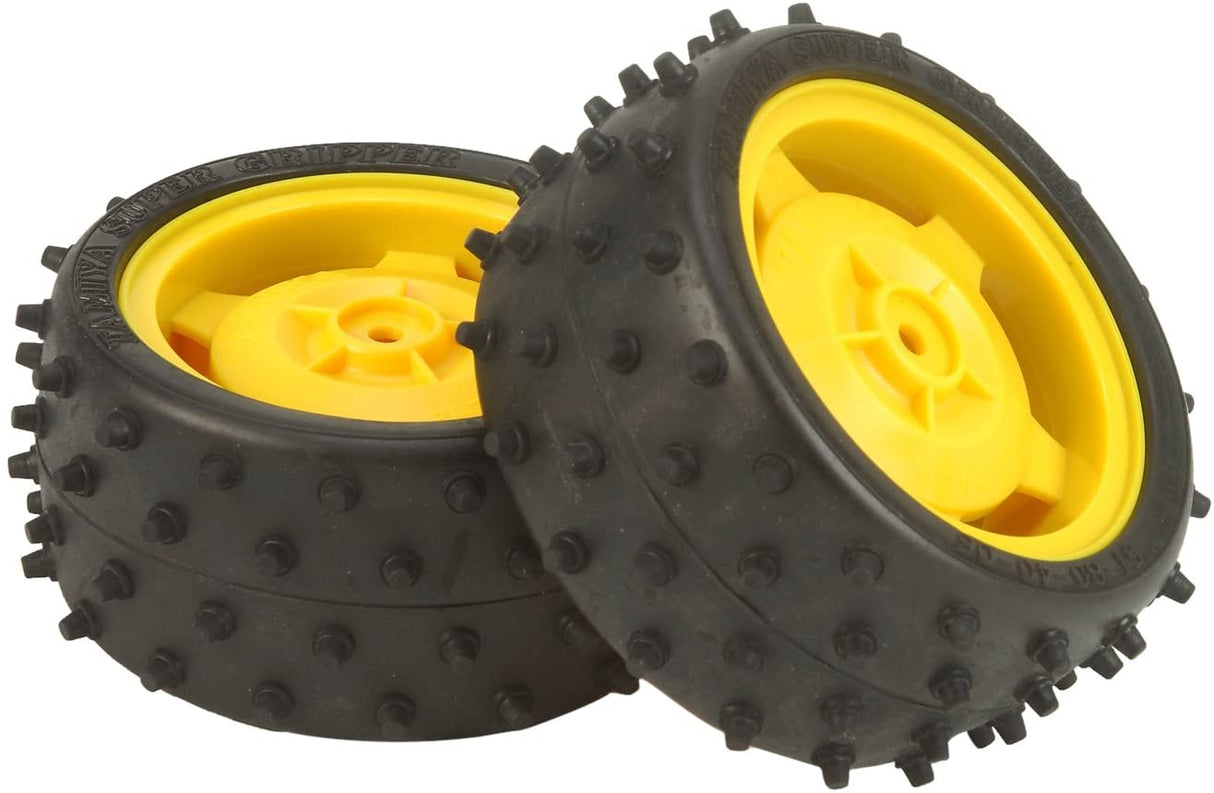 Tamiya 19400239 Rear Tyres & Yellow Wheels For 58340 Pair Tamiya RC CARS - PARTS