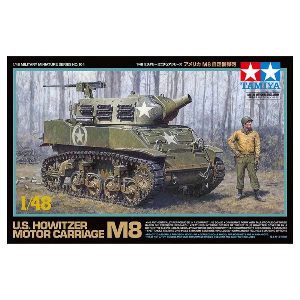 Tamiya 32604 1/48 U.S. Howitzer Motor Carriage M8 Plastic Model Kit - Hobbytech Toys