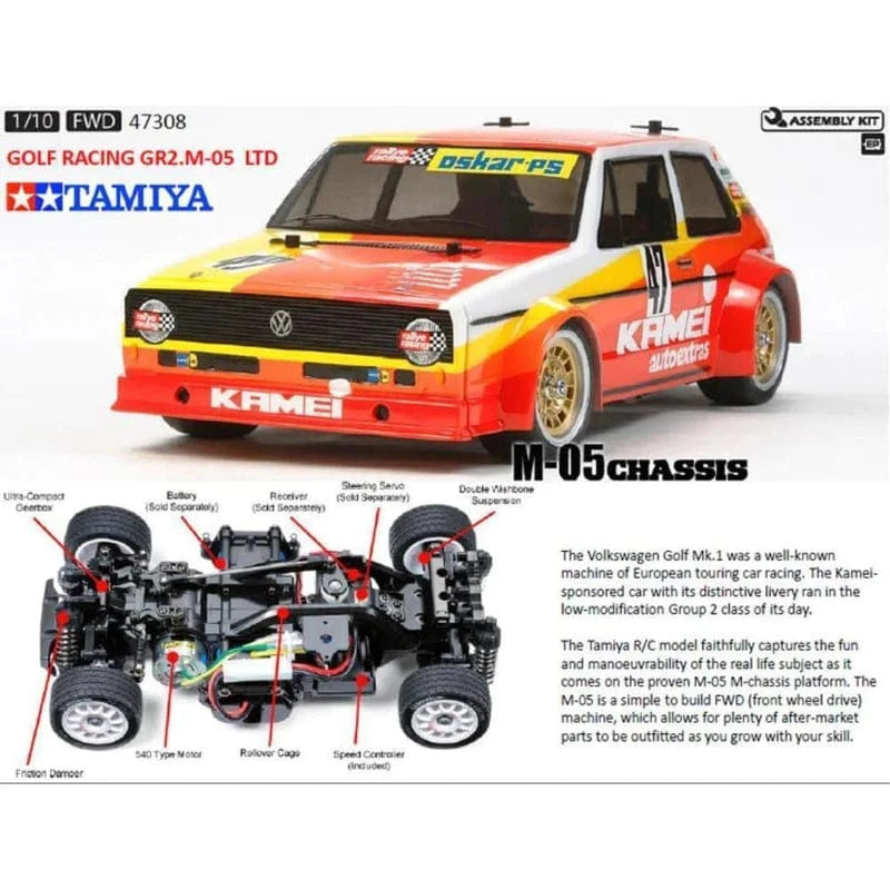Tamiya 47308A 1/10 Volkswagen Golf Mk.1 Grp.2 M-05 RC Kit (No ESC) - Hobbytech Toys