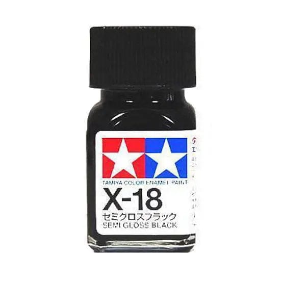 Tamiya X-18 Enamel Semi Gloss Black Tamiya PAINT, BRUSHES & SUPPLIES