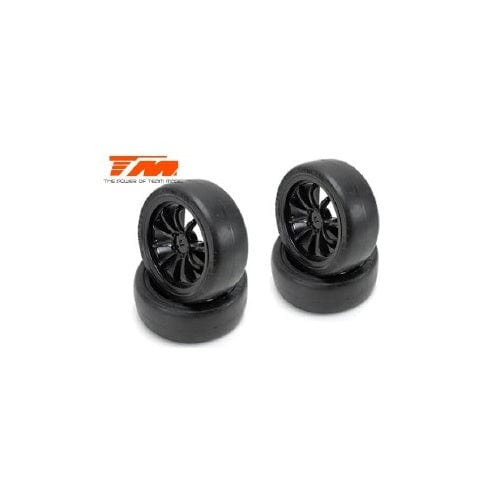Team Magic 1/10 E4JR Mounted Rubber Tire 10 Spoke Black (4) Team Magic RC CARS - PARTS