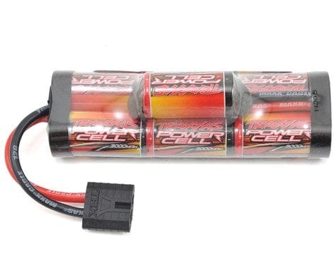 Traxxas 2926X 3000mAh 8.4V 7-cell NiMH battery with ID plug in red and black casing.
