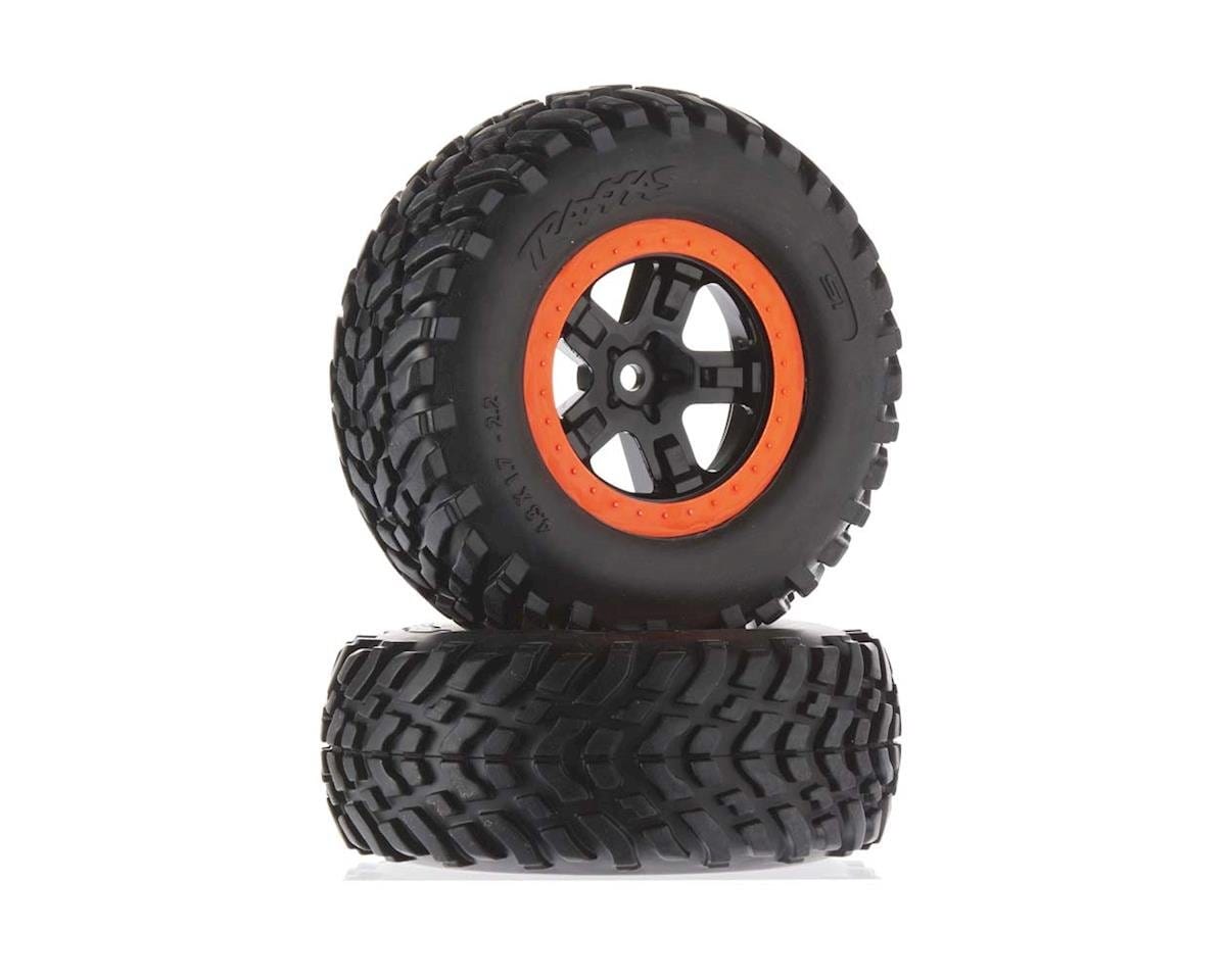 Traxxas 5863R Tire/Wheel Assembled Glued S1 Compound SCT Black/Orange Traxxas RC CARS - PARTS