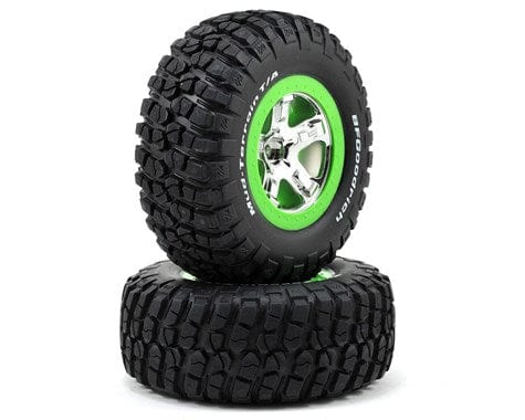 Traxxas 5865 Slash BFGoodrich KM2 Front Wheel & Tire Green/Chrome (2) Traxxas RC CARS - PARTS