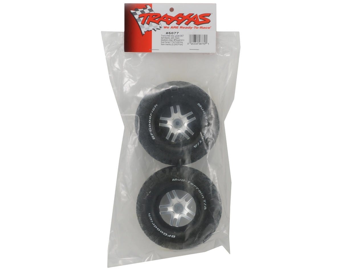Traxxas 5877 BFGoodrich Mud TA Front Tire (2) (Satin Chrome) (Standard) w/Split-Spoke Front Wheel Traxxas RC CARS - PARTS