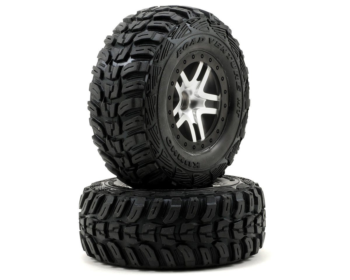 Traxxas 5882R Kumho Venture MT Front Tires (2) (Satin Chrome) (S1) w/Split-Spoke Front Wheel Traxxas RC CARS - PARTS