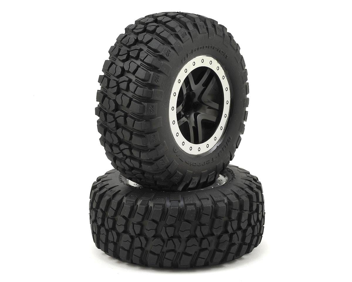 Traxxas 5885 BFGoodrich KM2 Front Tire (2) (Satin Chrome) (Standard) w/Split-Spoke Front Wheel Traxxas RC CARS - PARTS