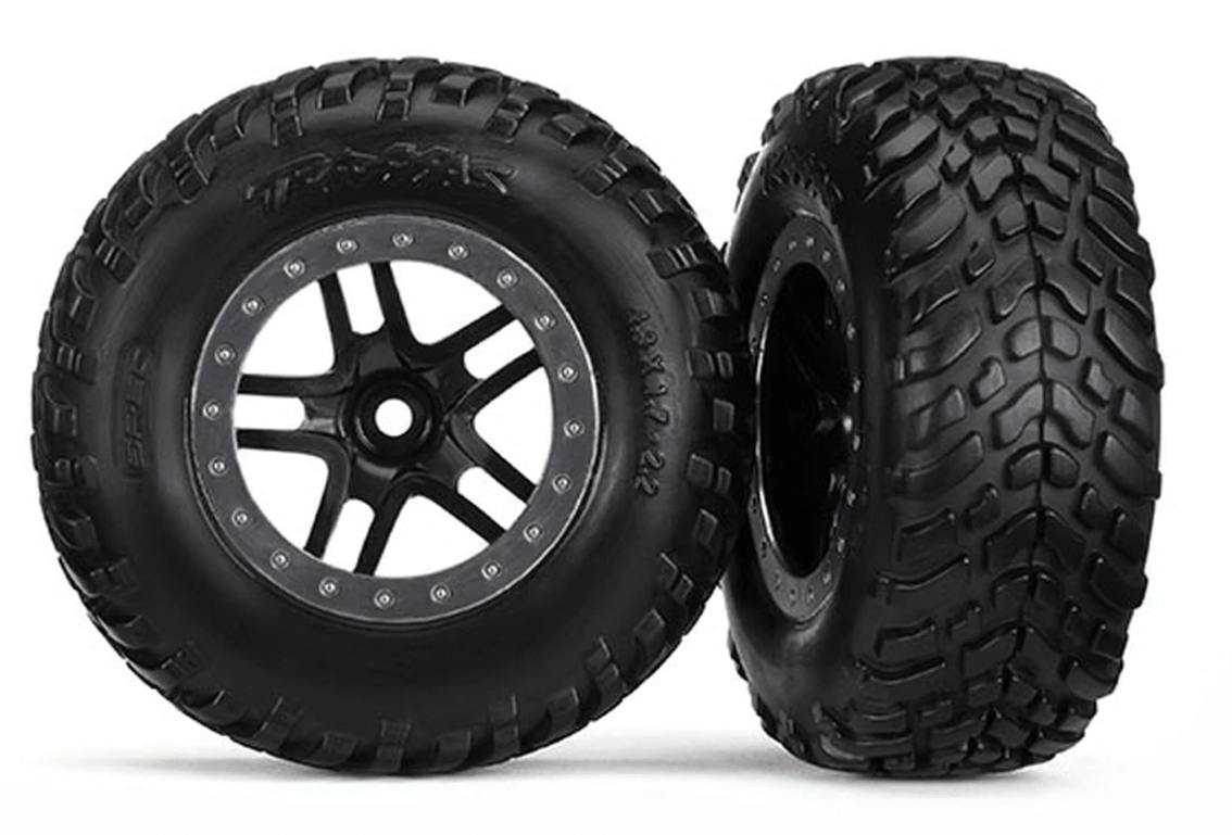 Traxxas 5889R Pre-Glued S1 Tires On Satin/Black Rims (2pcs) Traxxas RC CARS - PARTS