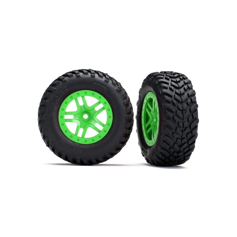 Traxxas 5892G Slash 4x4 Wheels & Tires Premounted Green (2) Traxxas RC CARS - PARTS