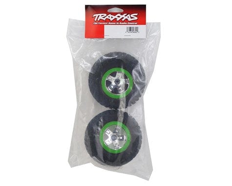 Traxxas 6876 Slash BFGoodrich KM2 Rear Wheel & Tire Green/Chrome (2) Traxxas RC CARS - PARTS