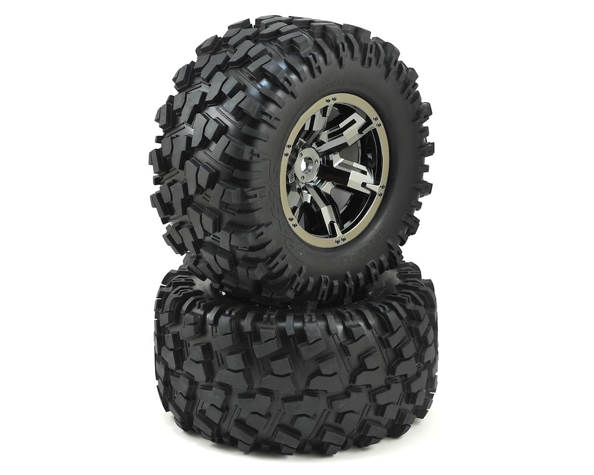 Traxxas 7772A X-Maxx Pre-Mounted Tires & Wheels Black Chrome (2pcs) Traxxas RC CARS - PARTS