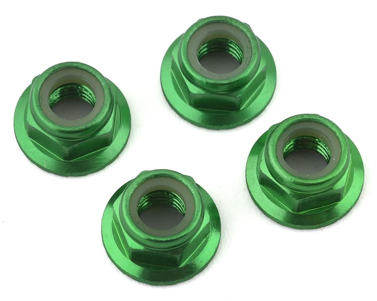 Traxxas 8447G 5mm Aluminum Flanged Nylon Locking Nuts (Green) (4) - Hobbytech Toys