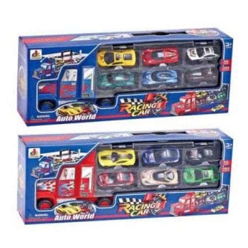 Truck Carry Case with 6 Diecast Cars - Assorted (1) - Hobbytech Toys