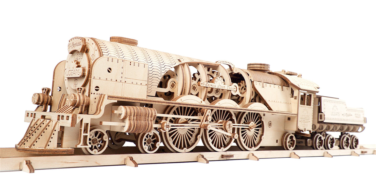 UGEARS 70058 V-Express Steam Train+Tender Wooden Model Kit Ugears U Gears