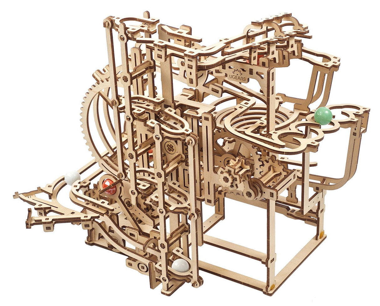 UGEARS 70157 Marble Run - Stepped Hoist Wooden Model Kit - Hobbytech Toys