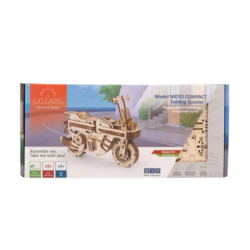 UGEARS 70168 Moto Compact Folding Scooter Wooden Model Kit - Hobbytech Toys