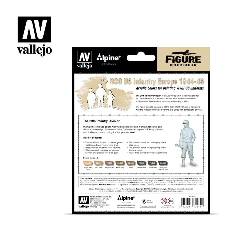Vallejo 70244 NCO US Infantry Europe 1944-45 (Includes Alpine Resin Miniature) Vallejo PAINT, BRUSHES & SUPPLIES