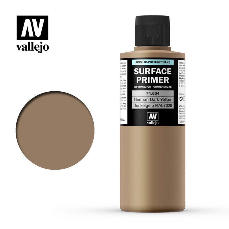 Vallejo 74604 Surface Primer German Dark Yellow 200ml Vallejo PAINT, BRUSHES & SUPPLIES