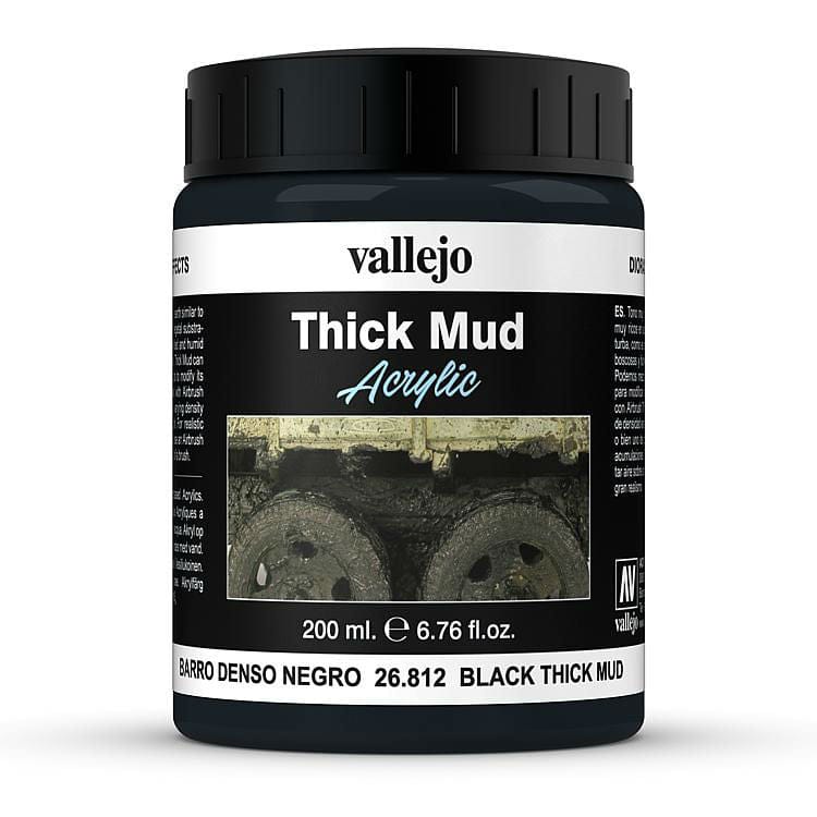 Vallejo Diorama EffecTS Black Thick Mud 200ml Vallejo PAINT, BRUSHES & SUPPLIES