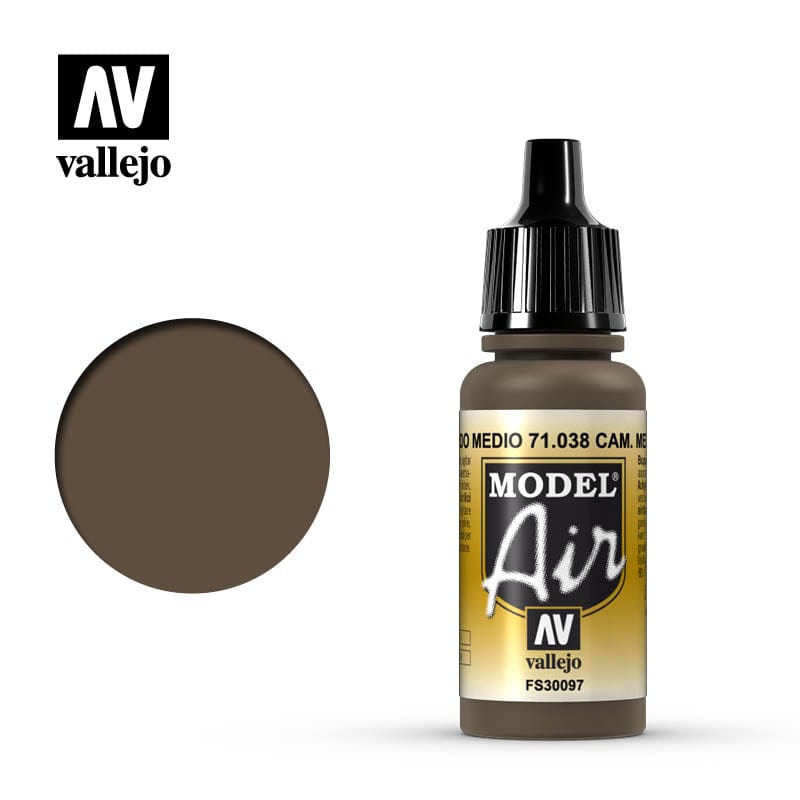 Vallejo Model Air 38 17ml Camouflage Medium Brown Vallejo PAINT, BRUSHES & SUPPLIES