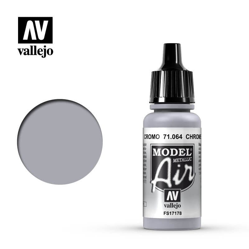 Vallejo Model Air 64 17ml Chrome Vallejo PAINT, BRUSHES & SUPPLIES