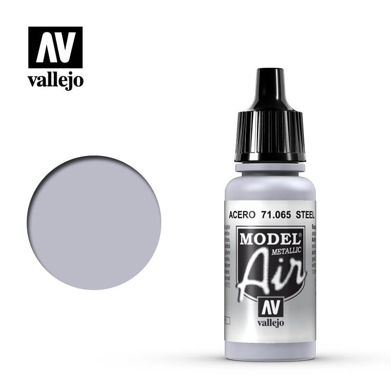 Vallejo Model Air 65 17ml Steel Vallejo PAINT, BRUSHES & SUPPLIES