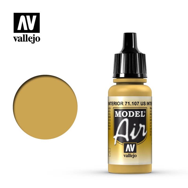 Vallejo Model Air 107 17ml Us Interior Yellow Vallejo PAINT, BRUSHES & SUPPLIES