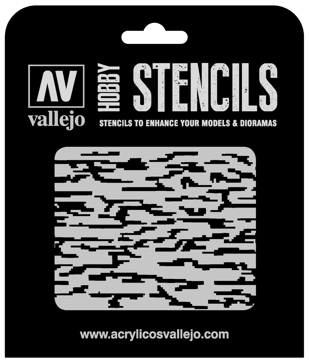 Vallejo ST-CAM004 1/32 Pixelated Modern Camo Stencil Vallejo PAINT, BRUSHES & SUPPLIES