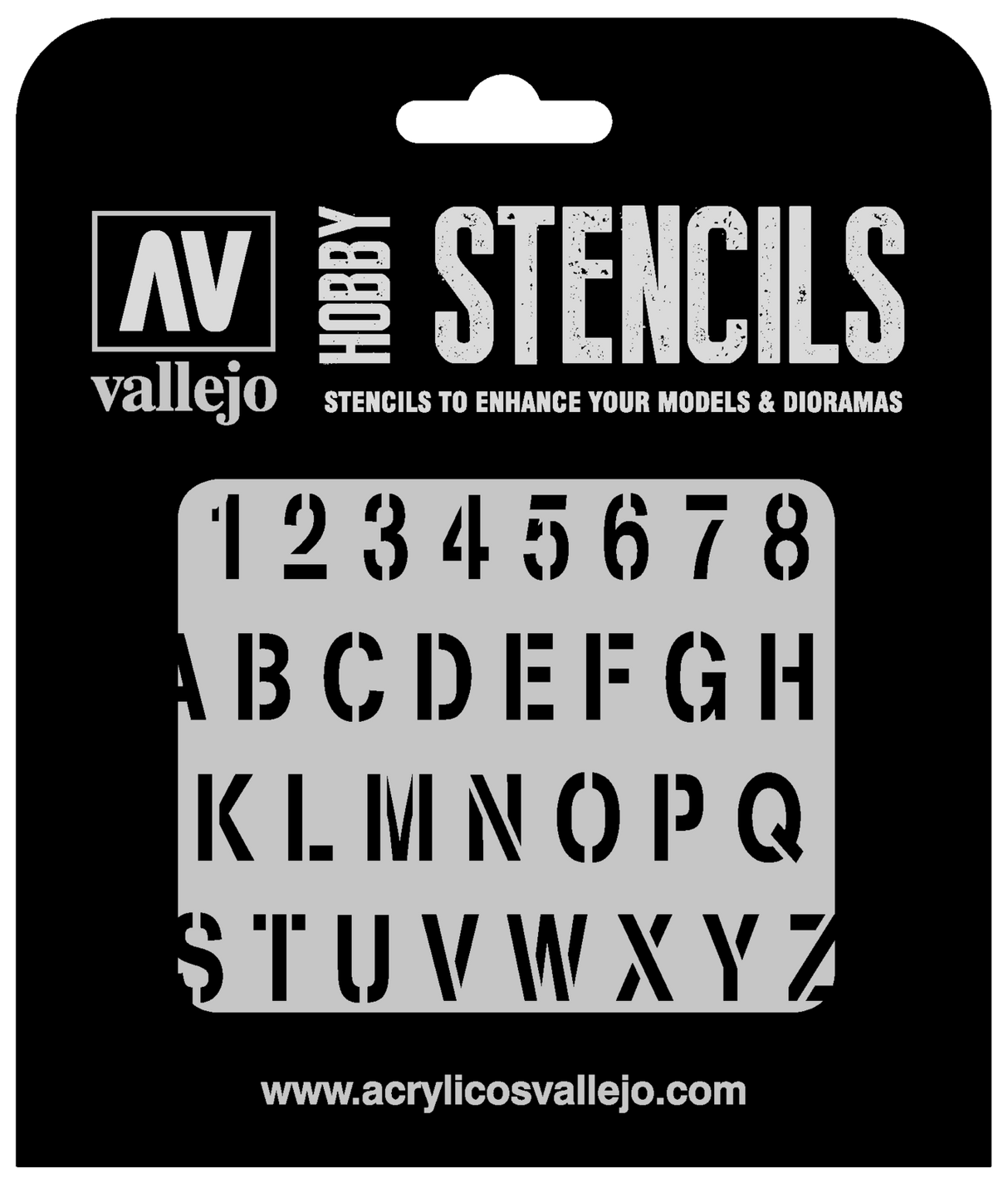 Vallejo ST-LET002 1/35 Stamp Font Stencil Vallejo PAINT, BRUSHES & SUPPLIES