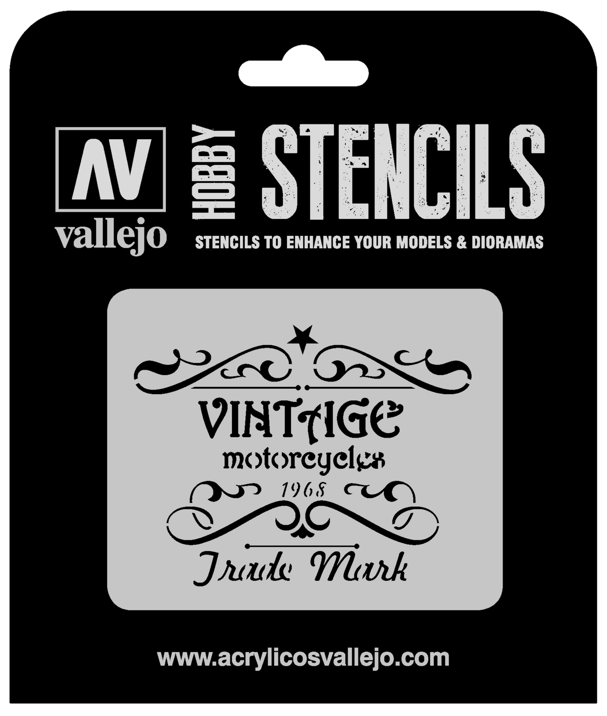 Vallejo ST-LET005 1/35 Vintage Motorcycles Sign Stencil Vallejo PAINT, BRUSHES & SUPPLIES
