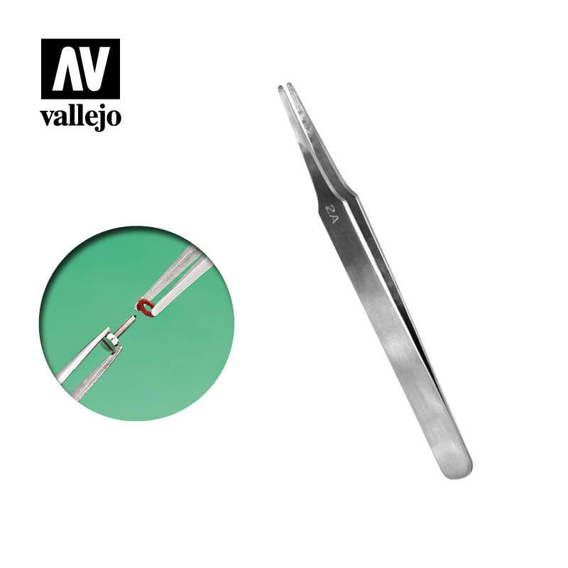 Vallejo T12007 Flat Rounded Stainless Steel Tweezers (120 mm) Vallejo TOOLS