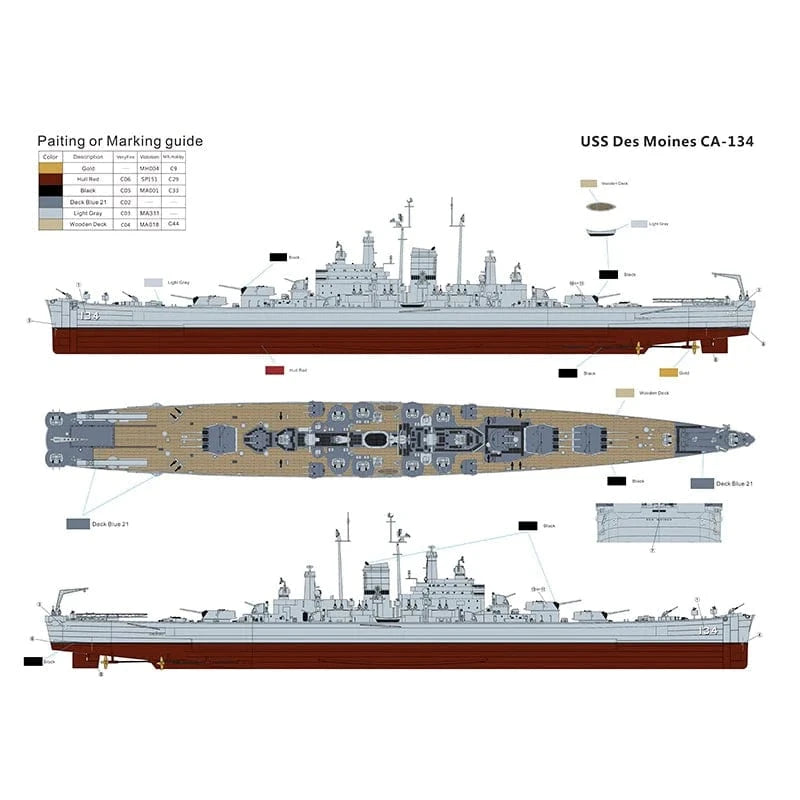 Very Fire 350918 1/350 USS Des Moines Plastic Model Kit - Hobbytech Toys