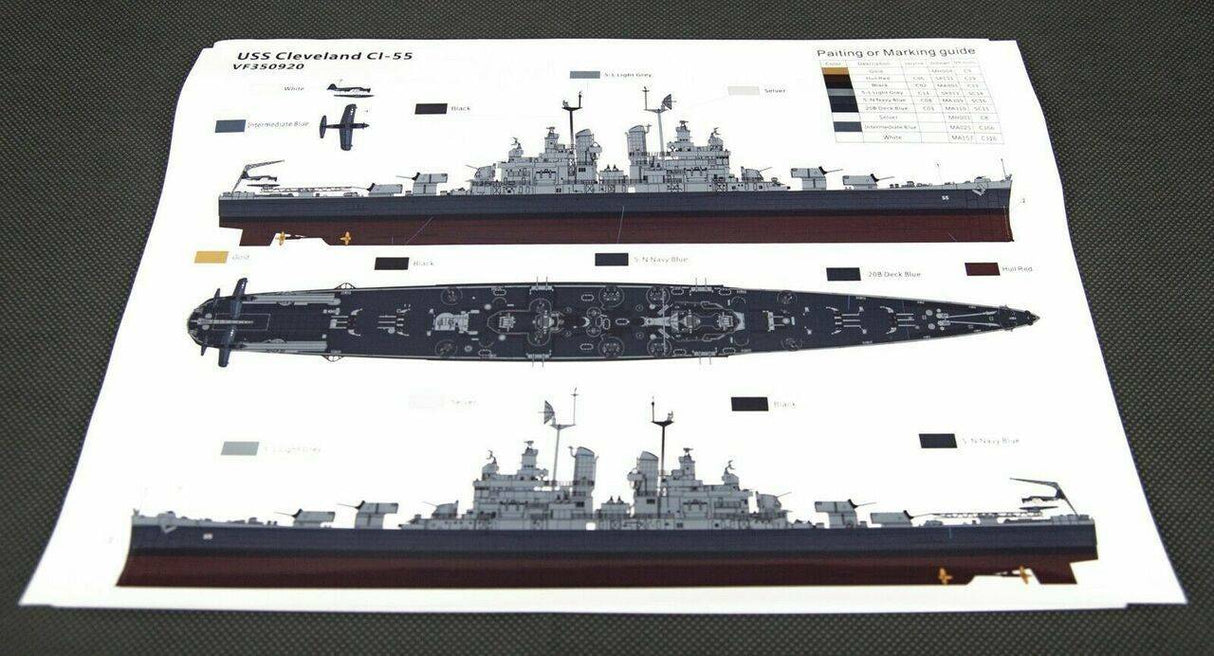 Very Fire 350920 1/350 USS Cleveland Light Cruiser Plastic Model Kit - Hobbytech Toys