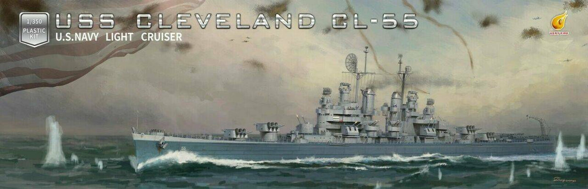 Very Fire 350920 1/350 USS Cleveland Light Cruiser Plastic Model Kit - Hobbytech Toys