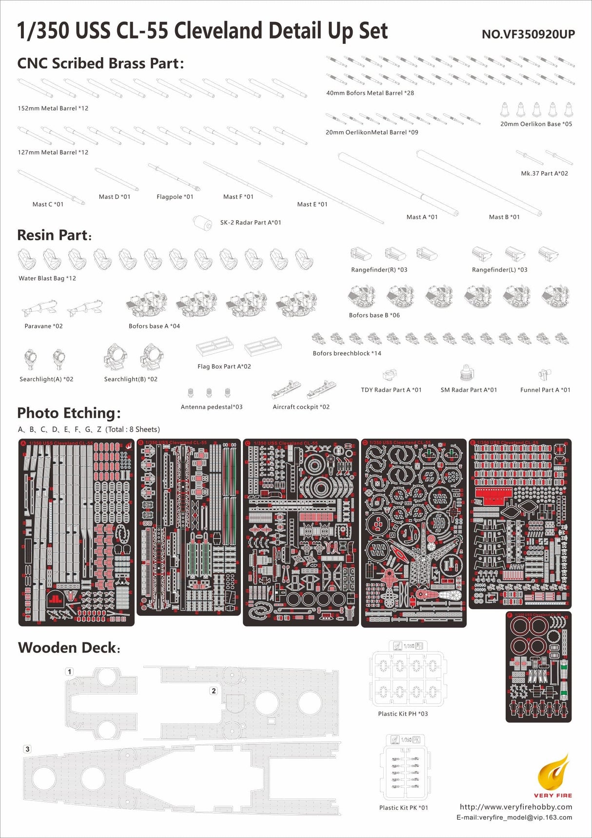 Very Fire 350920DX 1/350 USS Cleveland Light Cruiser (Deluxe Edition) Plastic Model Kit - Hobbytech Toys